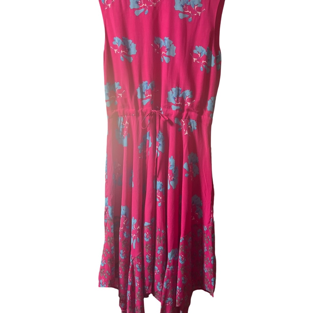 Maje NWT Rushia Pink and Blue Floral Handkerchief Hem Dress Size Large - Picture 8 of 16